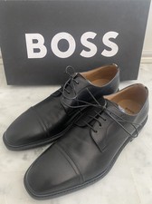 Chaussures Derby Cuir Noir Lisse Empiècement Devant Lacets BOSS 41 Us 8 Uk 7