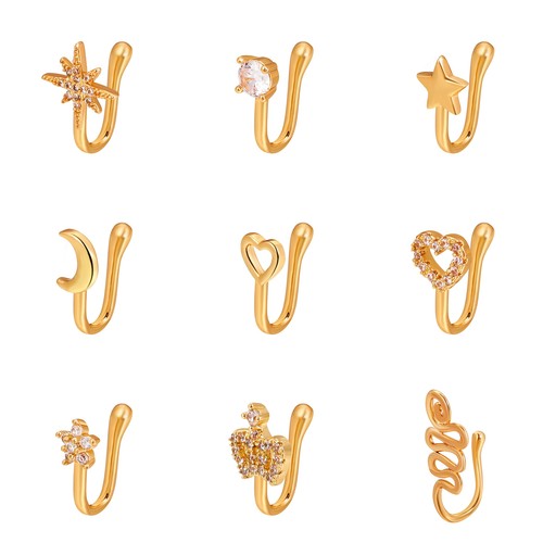 9pcs faux anneaux nez - anneaux, nez,