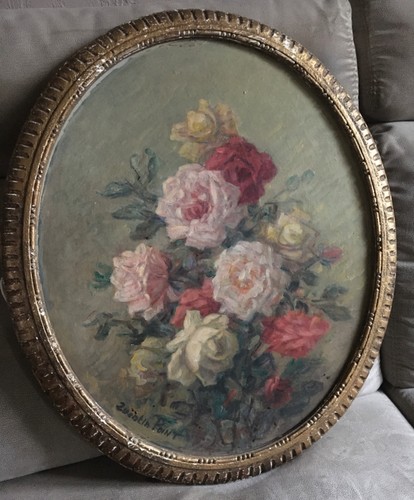 Ancien tableau peinture fleurs - tableau,