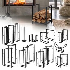 Etagère pour bois de chauffage support acier bois de cheminée gris/noir á choix
