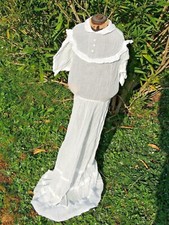 Very Large Antique White Baby Christening Dress / Doll / Doll 