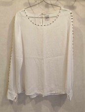 Blouse blanche satinée perles