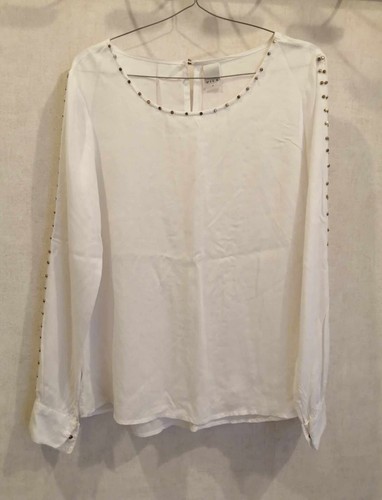 Blouse blanche satinée - , perles