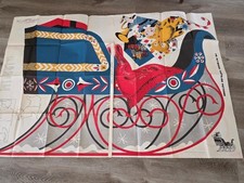 1957 Douglas Fir Plywood Paste-On Pattern Santa Claus Christmas Sleigh UNUSED