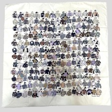 HERMES Carre 70 LES CHEVAUX SE RENDENT AU DEPART Cotton Scarf Tags No Box U.