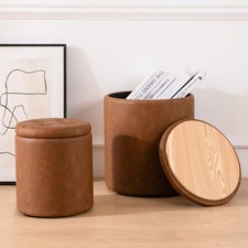 Set of 2 Round Faux Leather