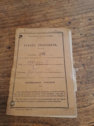 Livret militaire classe 1941 - classe,