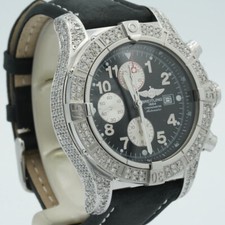 Breitling Super Avenger A13370 Papiere 5,0 Carat VS1 Haut Cristaux Étui Bezel