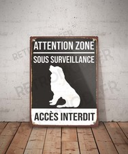 Plaque métal vintage Accès interdit chien Bouvier Bernois Panneau Décoration