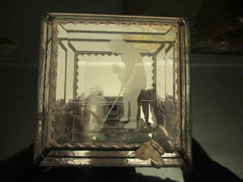 Lady golfer beveled glass - lady,