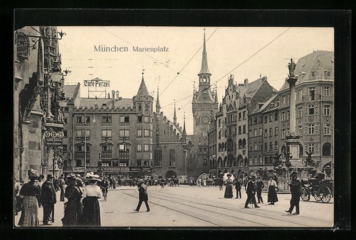 Munich marienplatz avec café - munich,,
