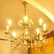 Imposant grand lustre 8 feux bronze et cristal style baroque d'un château à BX.
