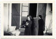 Family stroller pram girl - old photo year. 1950