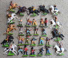 Vintage Britains Ltd Deetail 1971 figures Cowboys Indians Horses etc lot of 31