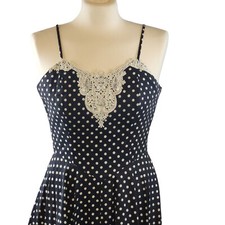 Vintage Retro Rockabilly Pin Up Polka Dot Talon Zip Strappy Dress Lace 50s 60s
