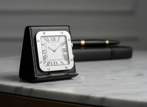 Cartier santos clock - santos, desk