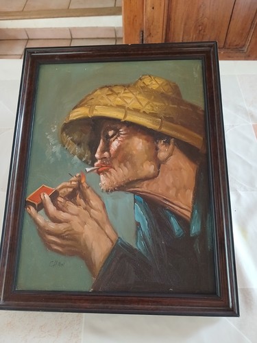 Ancien tableau huile - tableau, sur