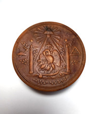 boite en buis époque 19éme siècle thème maçonnique franc- maçon