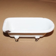 Antique Small Enameled Sheet Metal Doll Bathtub