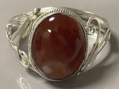 Bracelet argent cornaline jonc