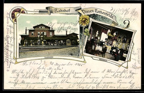 Carte postale dissen gare - dissen,,