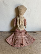 19th C Early Antique Handmade Ragdoll Original Outfit Best Simple Form 14+ Inch