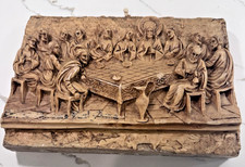 Vintage Hand Carved "The Last Supper" wax Candle unburned Christmas