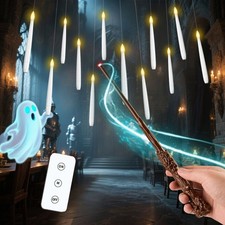 Bougies flottantes vacillantes avec baguette magique et minuterie 6 H, Bougie...