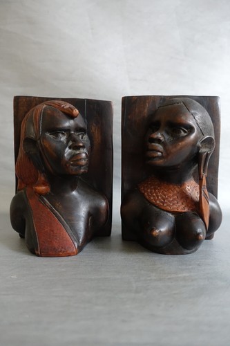 Serre livres bois sculpté - bois,
