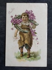 ILLUSTRATED CP CHILD LETTER HOLDER HORSESHOE PURPLE FLOWERS - 55684