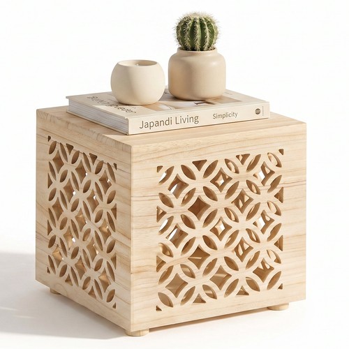 Tabouret cube bois pouf - tabouret,