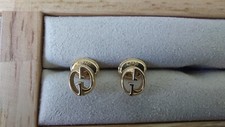 Rare Authentic Gucci 1973 GG 18k Yellow Gold Studs Earrings Women Unisex Runway