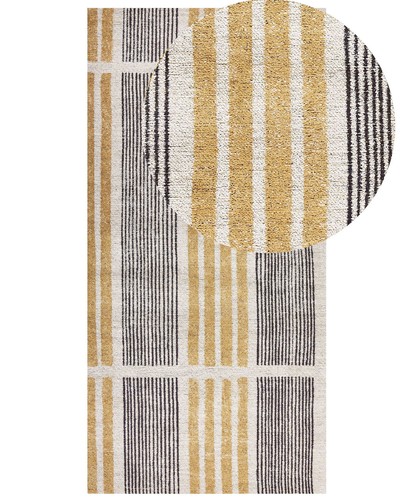 Tapis jaune noir coton - tapis,