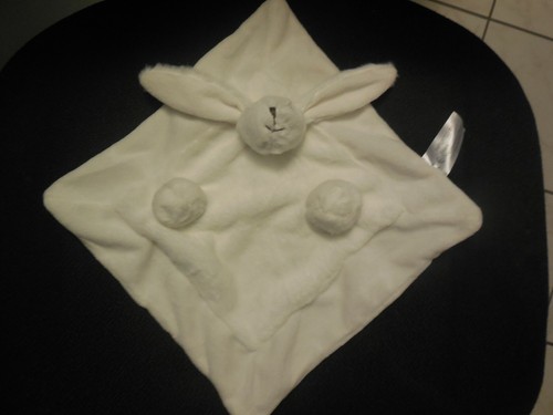 Doudou plat lapin blanc - plat,