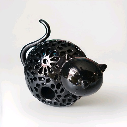 Sculpture beau chat noir - beau,