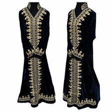 Marocain Femme Épais Velours Robe Maxi Longue de Luxe Caftan Abaya Robe