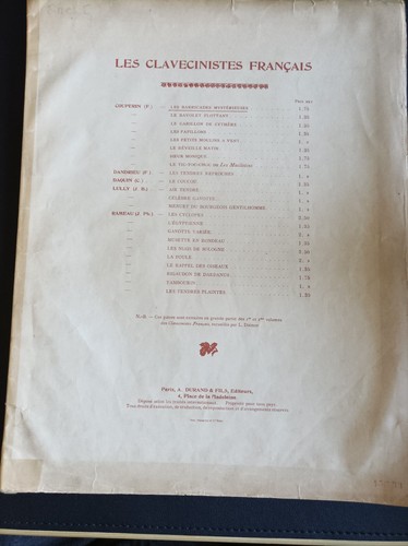 Ancienne partition musique - de,