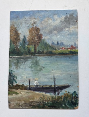 Huile sur panneau - , paysage