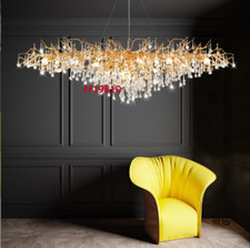 Modern Crystal Chandelier Gold Silver Tree Branch Raindrop Drop Light L180cm