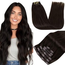 Extension Cheveux Naturel Clip Marron 25cm 7Pcs Lisse Extension Clip Cheveux ...