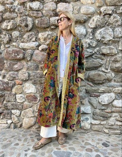 Kimono floral vert indien - kimono,