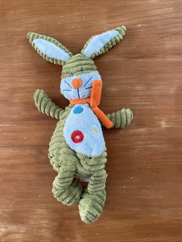 Doudou peluche lapin - vert, bleu