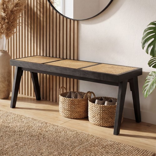 Banc rotin bois massif - bois,