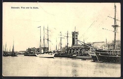Cpa ostende vue sur gare - ostende,,
