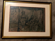 Signed Illustration Art Painting Circus / Side Show France '50s Nicolas Eekman