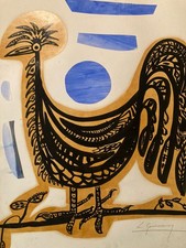 Dessin  1970 Coq Poule Animal