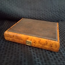 Mastro De Paja Faux Burl Wood And Leather Cigar Humidor 9.5" x 8" x 2.25" Italy