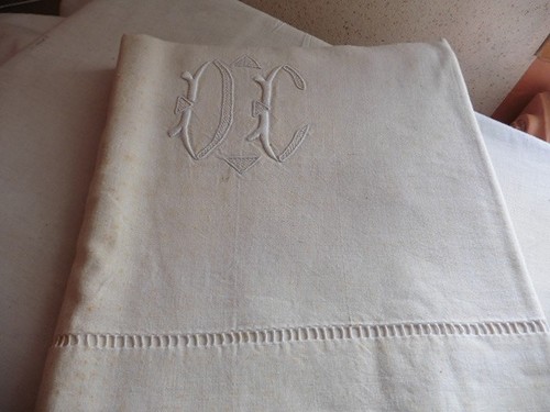 Ancien drap metis beige - drap, beige"oc"