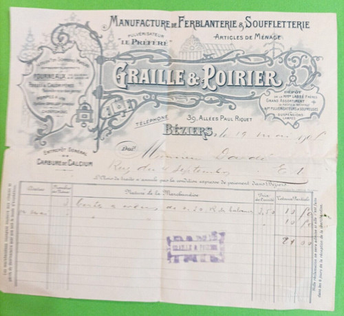 Ancienne facture graille - facture, et