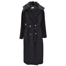 Manteau Long Noir Femme Puthal RCA2305450008 Écocuir SALD